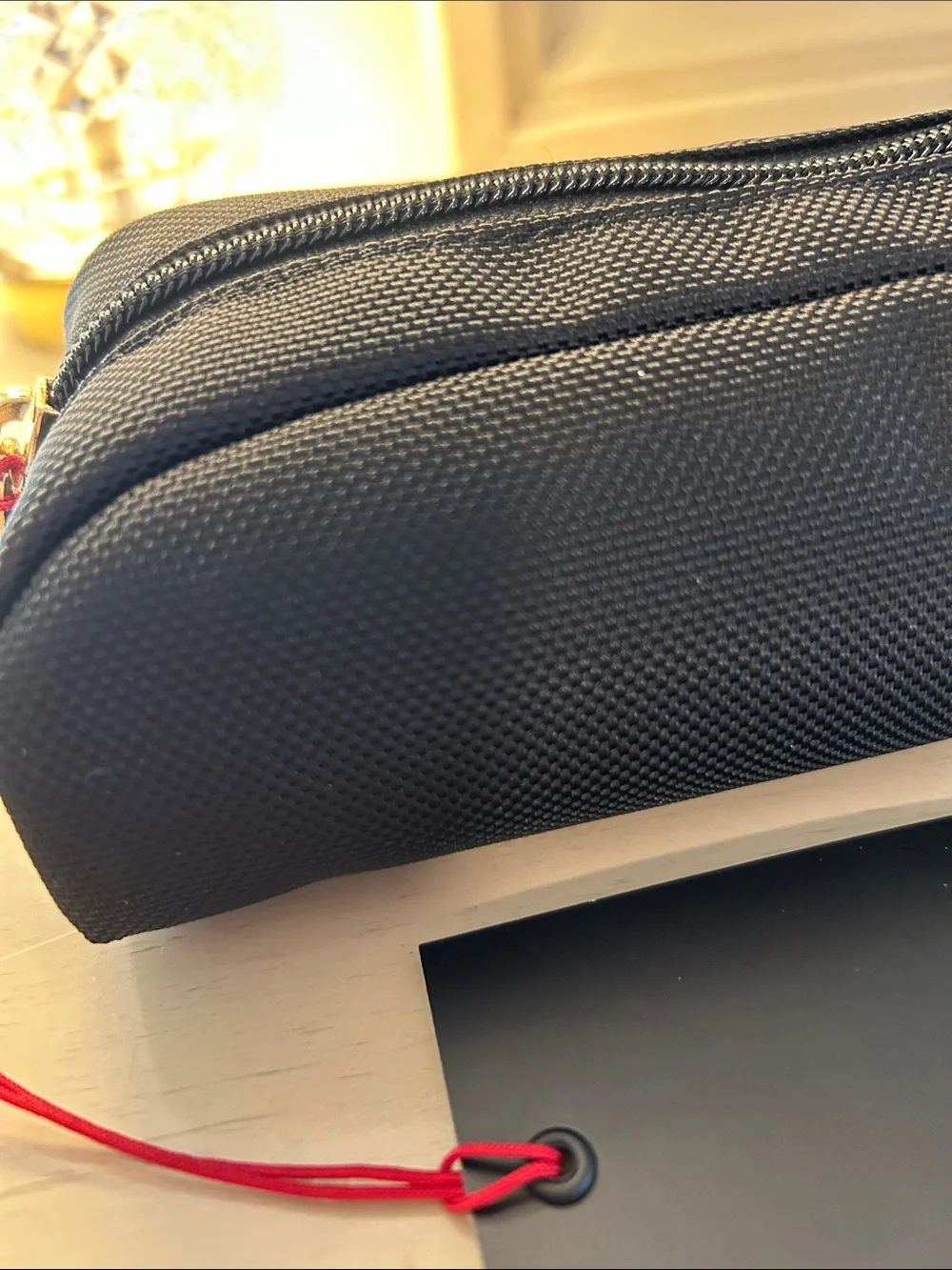 Tumi Black Toiletry & Accessory Pouch with Boss mini fragrance